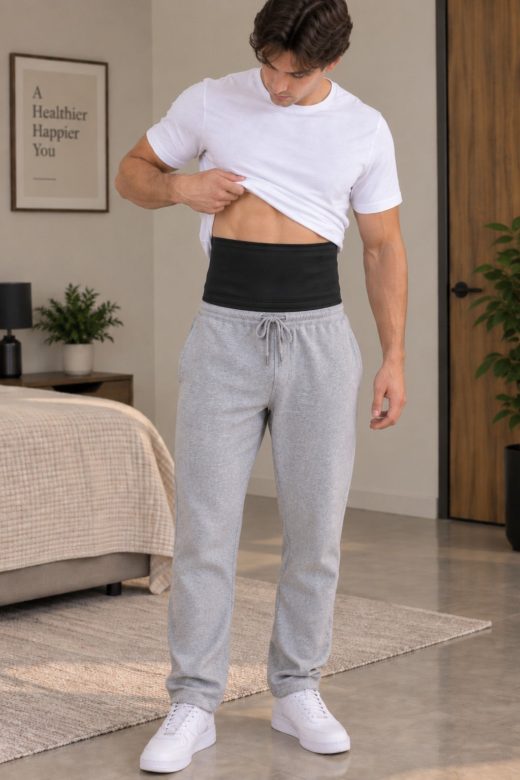 Soft Material Black Belly Wrap Back Warmer Colostomy Ostomy Stoma Band Post Surgery Body Shaper with Silicon Grip Waist Cincher