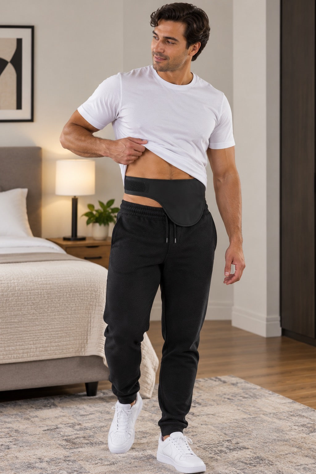 Soft Material Black Vertical Ostomy -Stoma Bag Belt- Ileostomy Colostomy -Hernia Belt