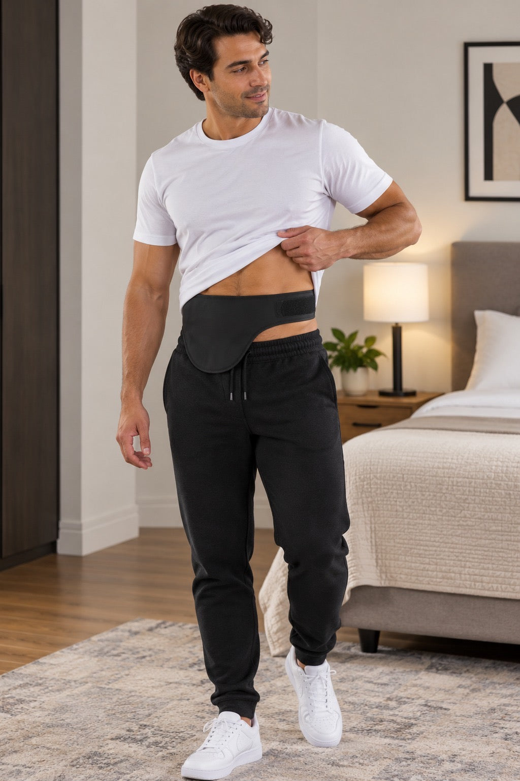 Soft Material Black Vertical Ostomy -Stoma Bag Belt- Ileostomy Colostomy -Hernia Belt