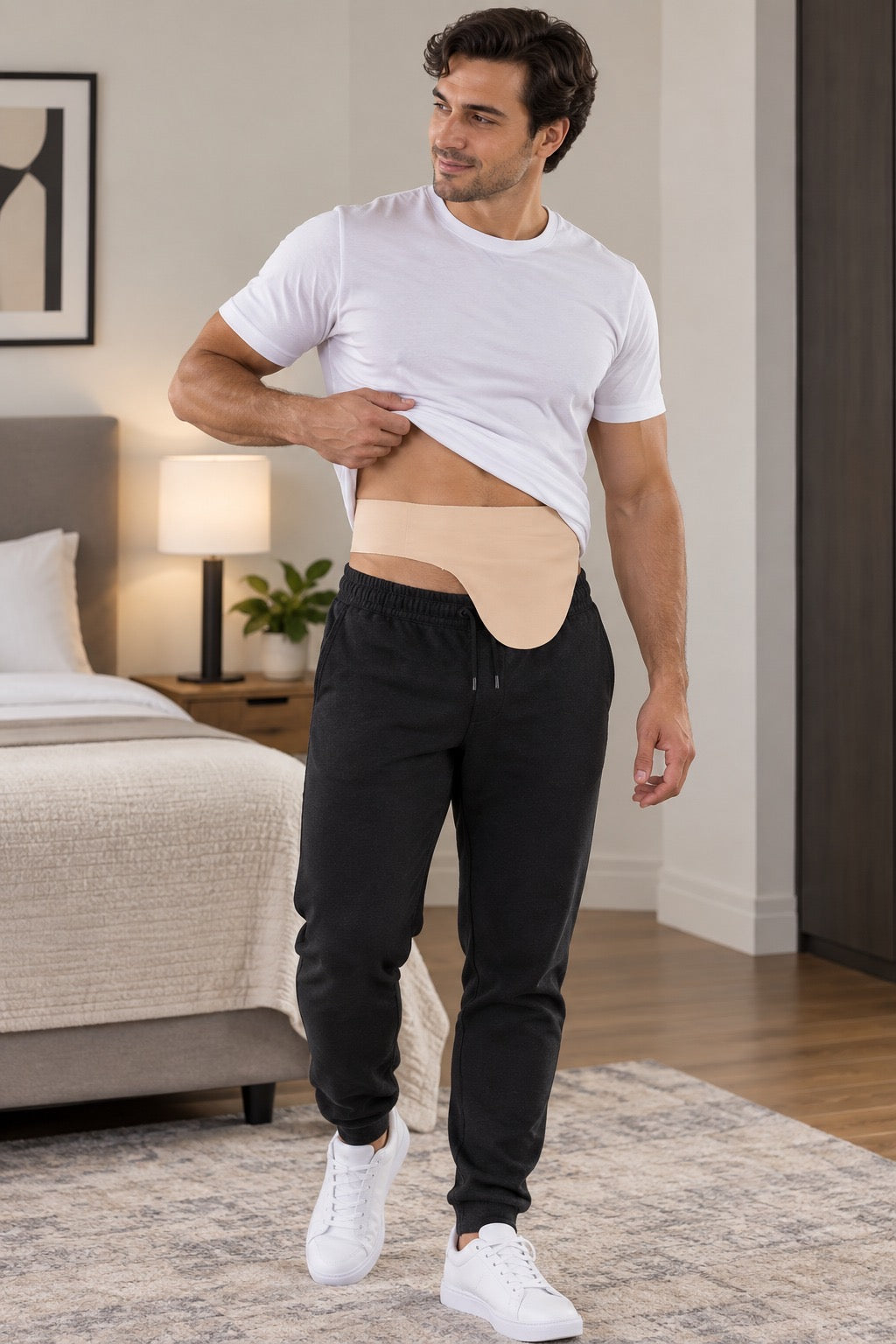 Soft Material Beige Vertical Ostomy -Stoma Bag Belt- Ileostomy -Colostomy -Hernia Belt