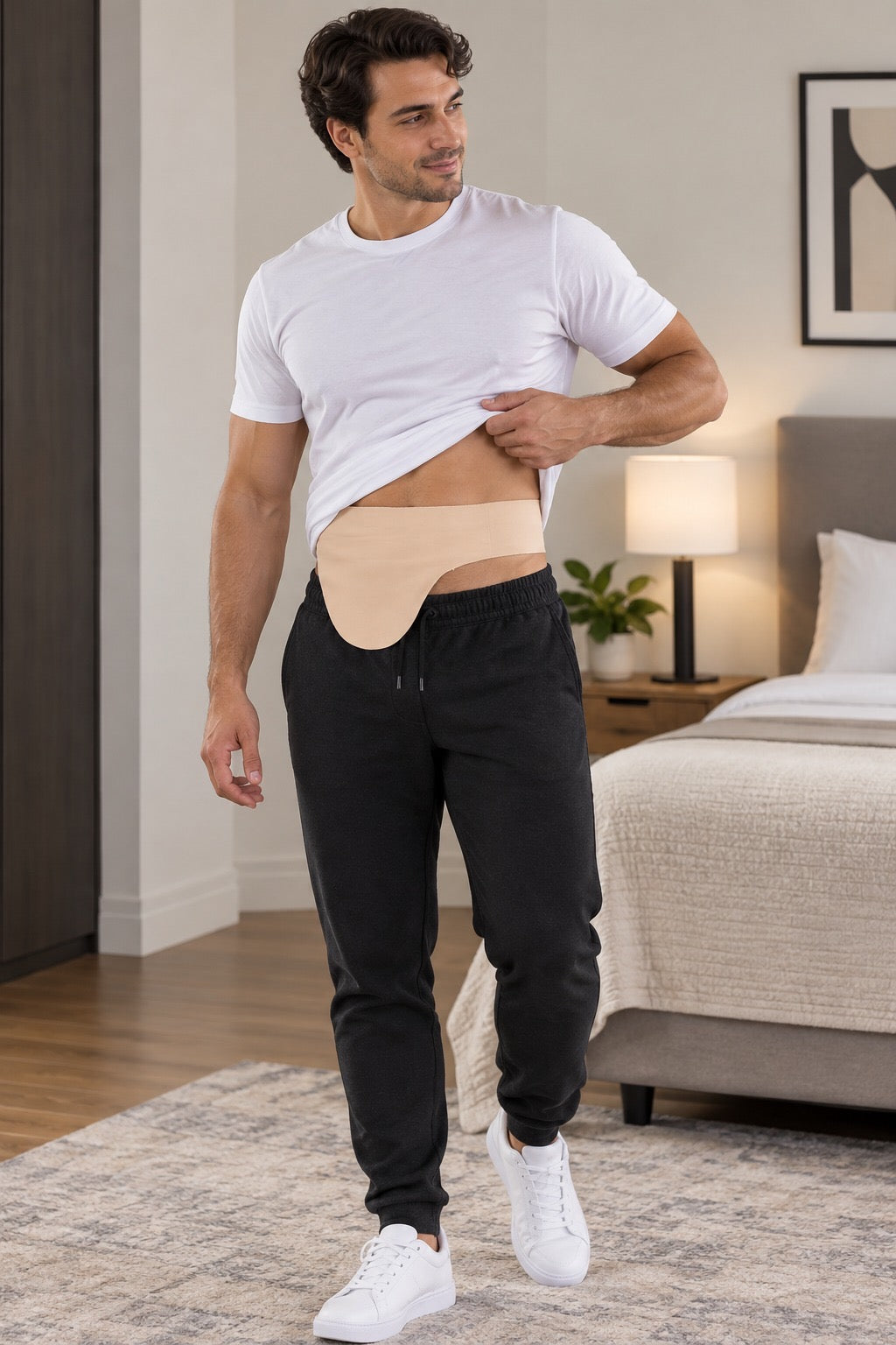Soft Material Beige Vertical Ostomy -Stoma Bag Belt- Ileostomy -Colostomy -Hernia Belt
