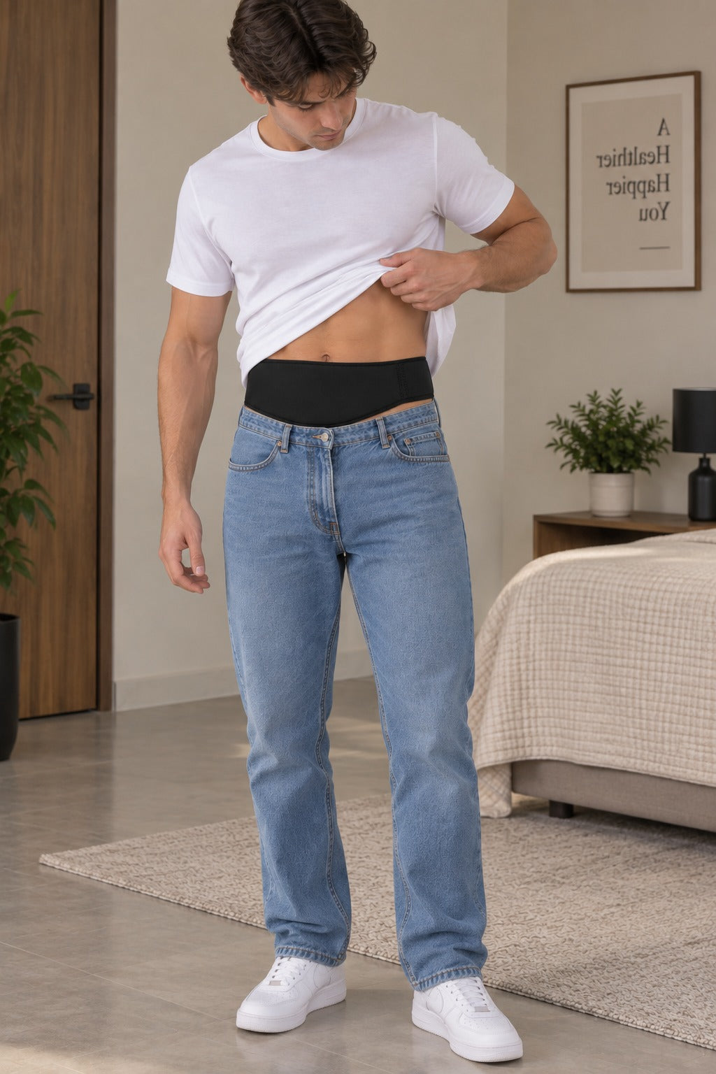 Soft Material Black Horizontal Ostomy -Stoma Bag Belt- Ileostomy -Colostomy -Hernia Belt