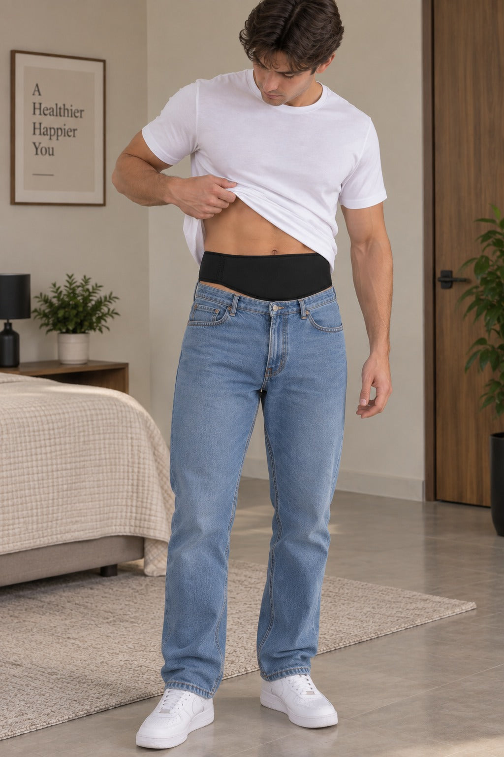Soft Material Black Horizontal Ostomy -Stoma Bag Belt- Ileostomy -Colostomy -Hernia Belt