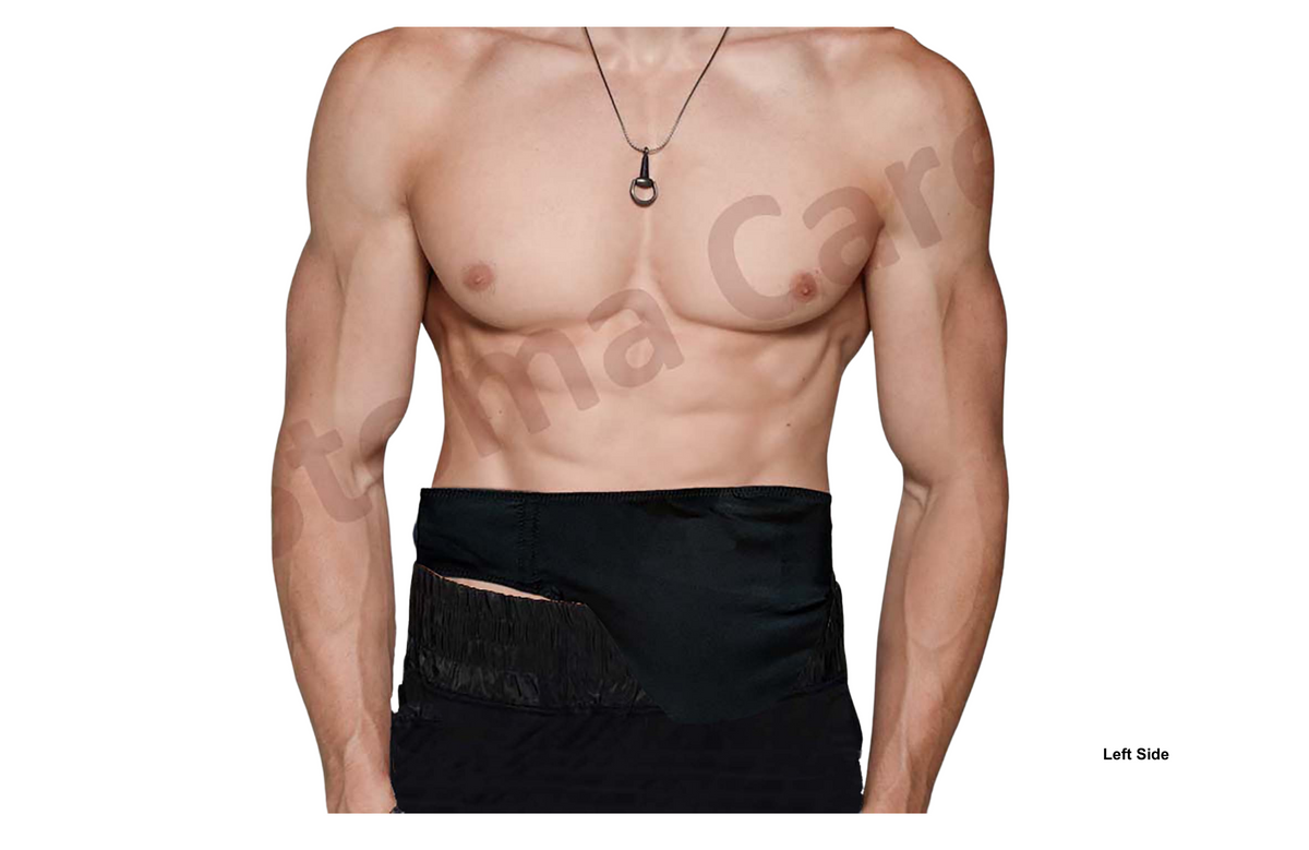 Soft Material Black Vertical Ostomy -Stoma Bag Belt- Ileostomy Colostomy -Hernia Belt