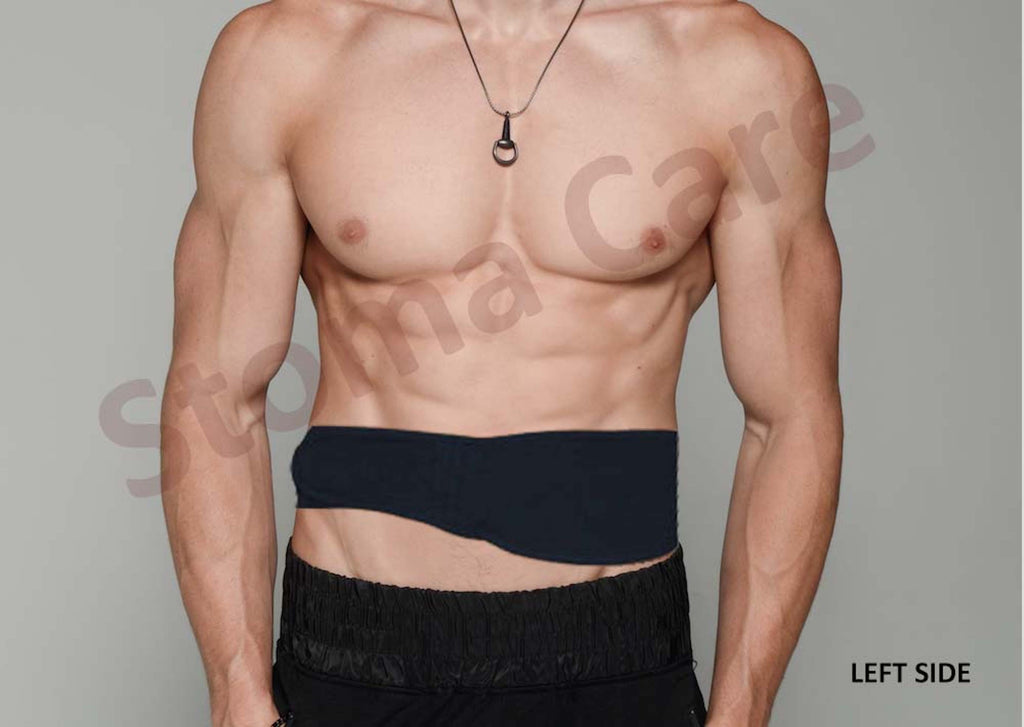 Soft Material Black Horizontal Ostomy -Stoma Bag Belt- Ileostomy -Colostomy -Hernia Belt