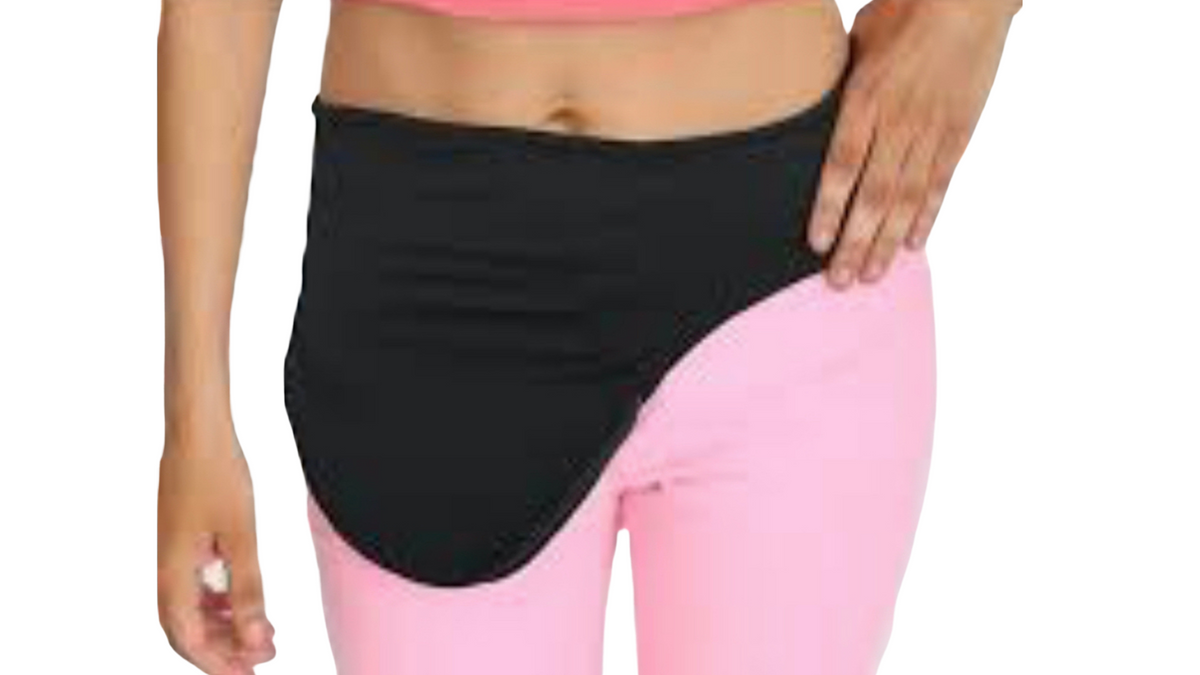 Thin Neoprene Black Vertical Ostomy -Stoma Bag Belt-  Ileostomy -Colostomy -Hernia Belt