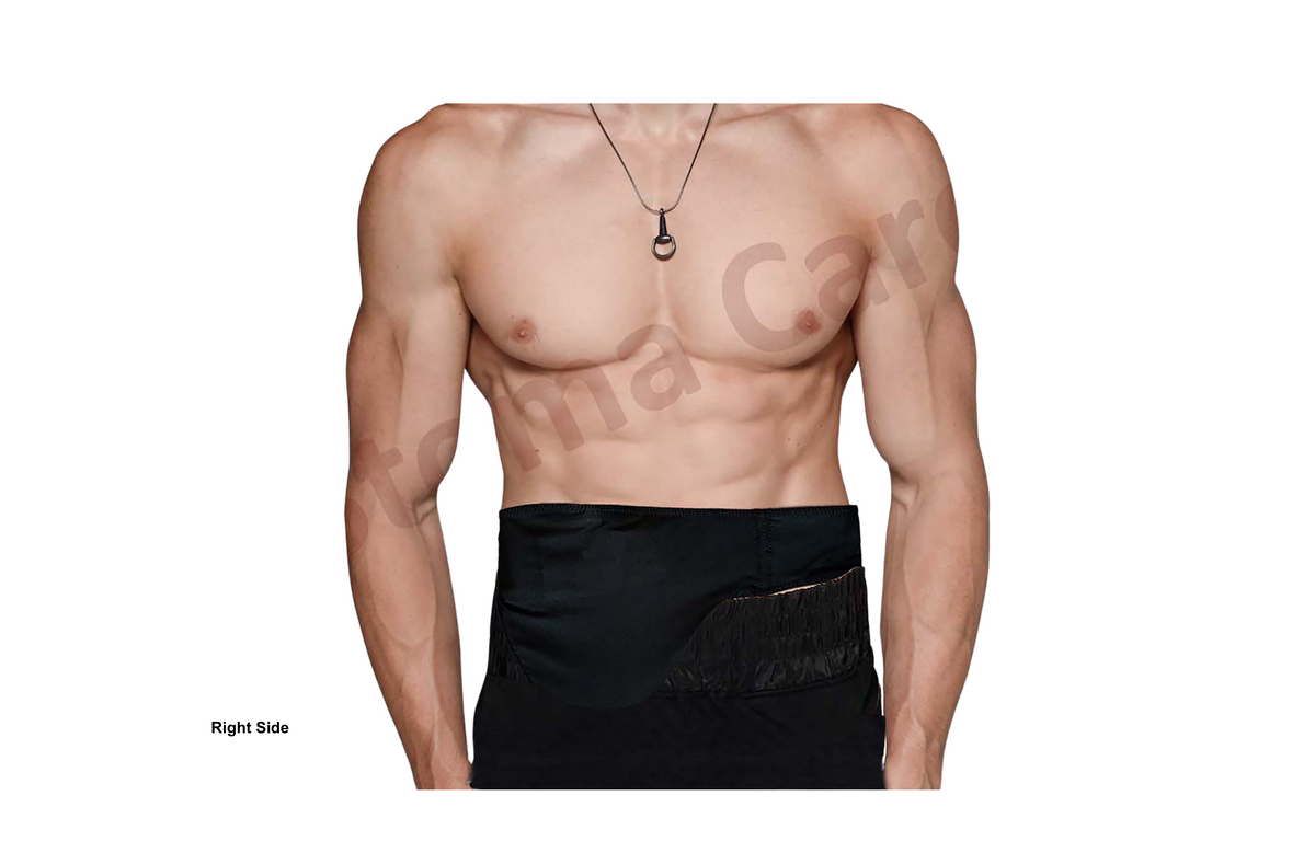 Soft Material Black Vertical Ostomy -Stoma Bag Belt- Ileostomy Colostomy -Hernia Belt