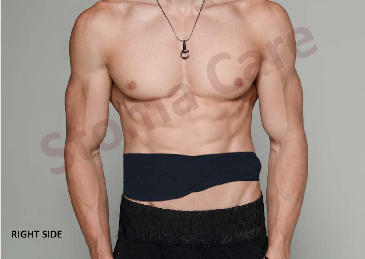 Soft Material Black Horizontal Ostomy -Stoma Bag Belt- Ileostomy -Colostomy -Hernia Belt